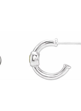 14K White Gold 1/5 CTW  Natural Diamond Huggie Hoop Earrings