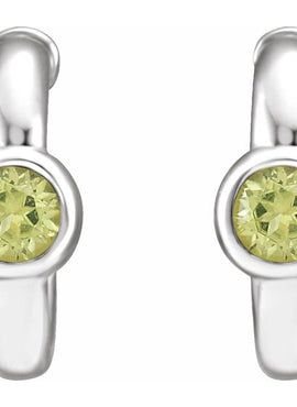 14K White Gold 1/5 CTW  Natural Diamond Huggie Hoop Earrings