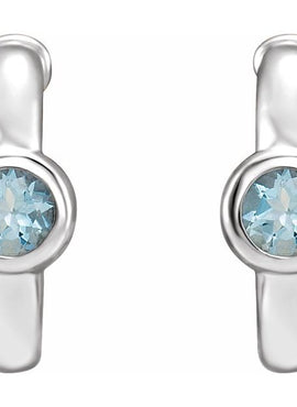 14K White Gold 1/5 CTW  Natural Diamond Huggie Hoop Earrings
