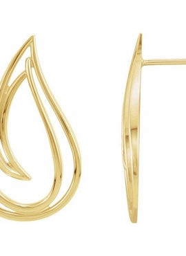 14K Yellow Gold Left Freeform Earring