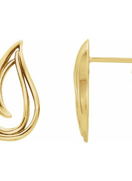 14K Yellow Gold Pair Freeform Earrings