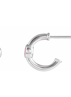 14K White Gold 1/5 CTW  Natural Diamond Huggie Hoop Earrings
