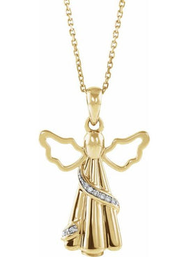 10K White Gold .03 CTW Natural Diamond Angel Ash Holder Pendant