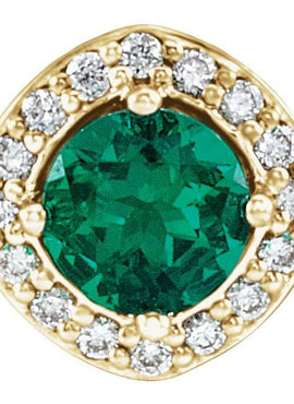 14K White Gold Lab-Grown Emerald & .08 CTW Natural Diamond Pendant