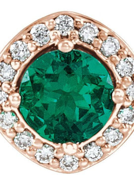 14K White Gold Lab-Grown Emerald & .08 CTW Natural Diamond Pendant