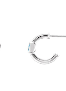 14K White Gold 1/5 CTW  Natural Diamond Huggie Hoop Earrings