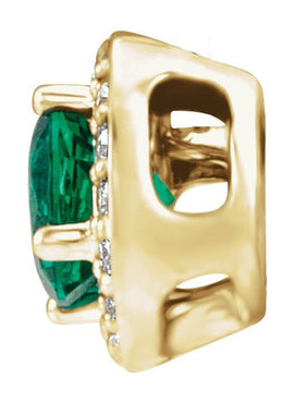 14K White Gold Lab-Grown Emerald & .08 CTW Natural Diamond Pendant