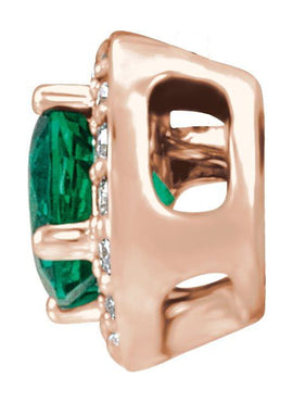 14K White Gold Lab-Grown Emerald & .08 CTW Natural Diamond Pendant