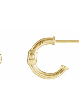 14K White Gold 1/5 CTW  Natural Diamond Huggie Hoop Earrings