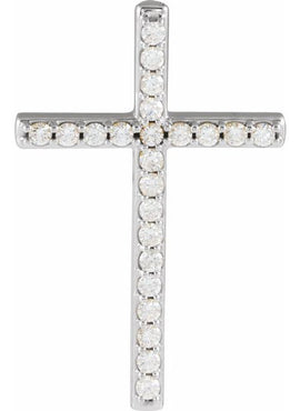 14K White Gold 5/8 CTW Natural Diamond Cross Pendant