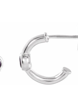 14K White Gold 1/5 CTW  Natural Diamond Huggie Hoop Earrings