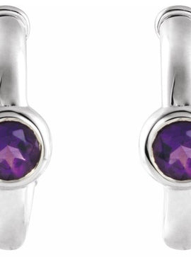 14K White Gold 1/5 CTW  Natural Diamond Huggie Hoop Earrings