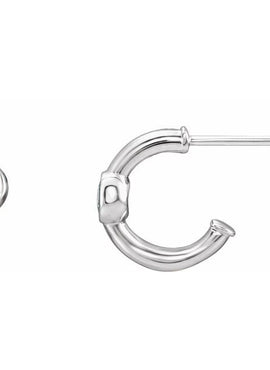 14K White Gold 1/5 CTW  Natural Diamond Huggie Hoop Earrings