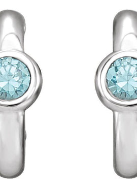14K White Gold 1/5 CTW  Natural Diamond Huggie Hoop Earrings