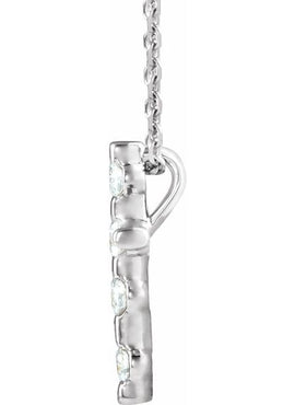 14K White Gold .08 CTW Natural Diamond Cross Pendant