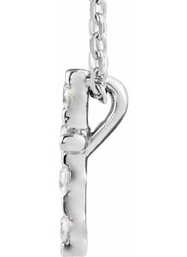 14K White Gold .08 CTW Natural Diamond Cross Pendant