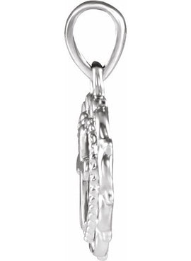 14K White Gold Youth Heart with Cross Pendant