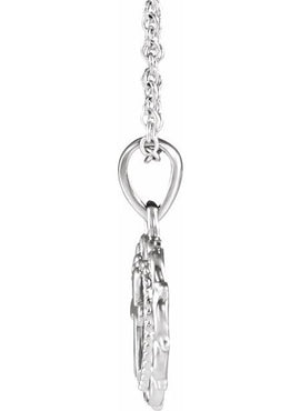 14K White Gold Youth Heart with Cross Pendant