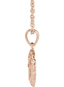 14K White Gold Youth Heart with Cross Pendant