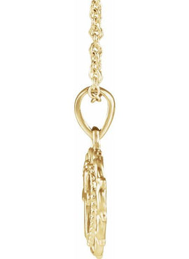 14K White Gold Youth Heart with Cross Pendant
