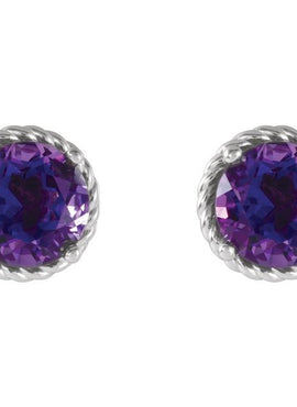 14K White Gold Amethyst Rope Earrings