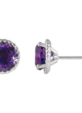 14K White Gold Amethyst Rope Earrings