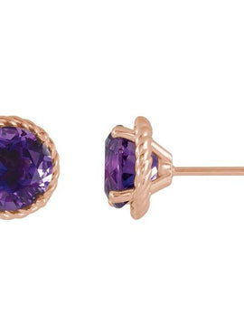 14K White Gold Amethyst Rope Earrings