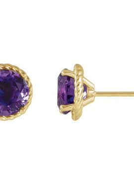 14K White Gold Amethyst Rope Earrings