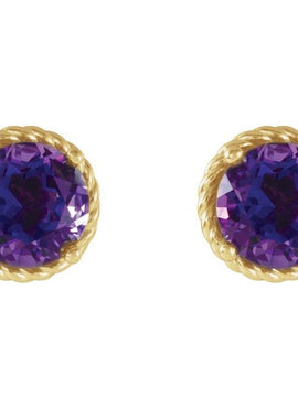 14K White Gold Amethyst Rope Earrings
