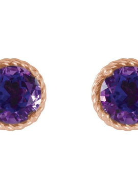 14K White Gold Amethyst Rope Earrings