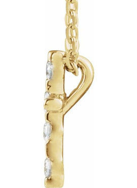 14K White Gold .08 CTW Natural Diamond Cross Pendant