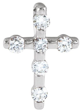 14K White Gold .08 CTW Natural Diamond Cross Pendant