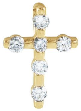 14K White Gold .08 CTW Natural Diamond Cross Pendant