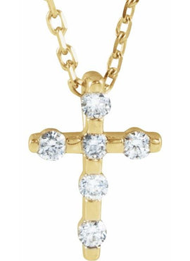 14K White Gold .08 CTW Natural Diamond Cross Pendant