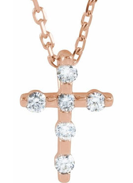14K White Gold .08 CTW Natural Diamond Cross Pendant
