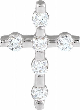 14K White Gold .08 CTW Natural Diamond Cross Pendant