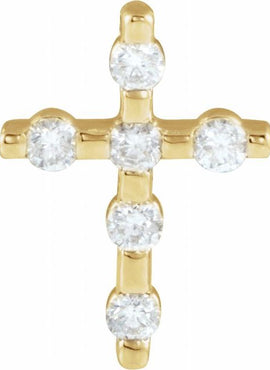 14K White Gold .08 CTW Natural Diamond Cross Pendant
