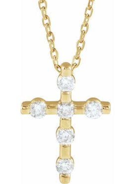 14K White Gold .08 CTW Natural Diamond Cross Pendant