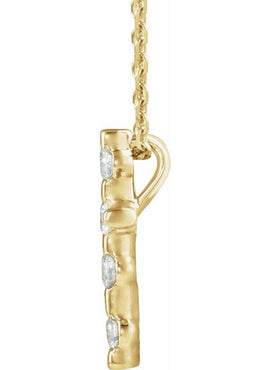 14K White Gold .08 CTW Natural Diamond Cross Pendant
