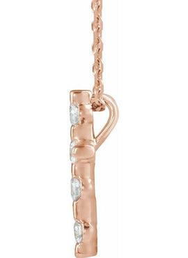 14K White Gold .08 CTW Natural Diamond Cross Pendant