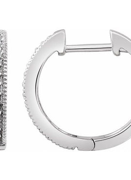 14K White Gold 1/4 CTW Natural Diamond 15.5 mm Hoop Earrings