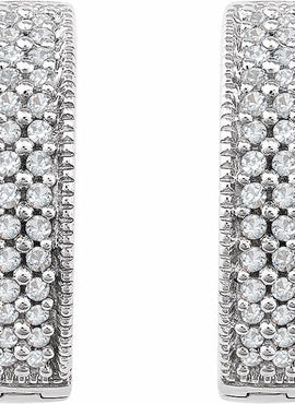 14K White Gold 1/4 CTW Natural Diamond 15.5 mm Hoop Earrings