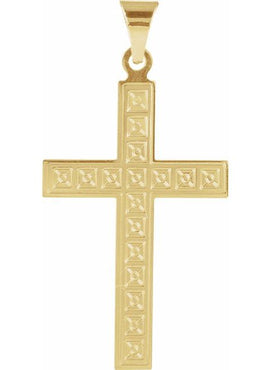 14K Yellow Gold 25.9x12 mm Geometric Cross Pendant