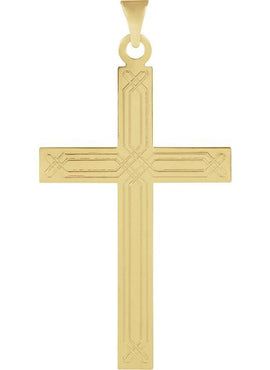14K Yellow Gold Geometric Cross Pendant