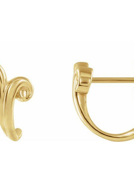 14K White Gold Freeform J-Hoop Earrings