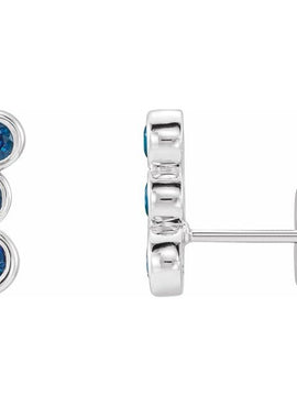14K White Gold Natural Blue Sapphire Ear Climbers