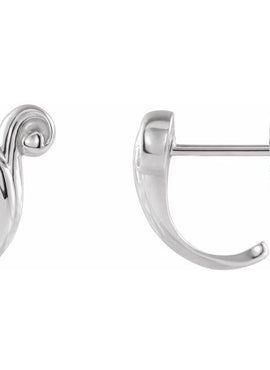 14K White Gold Freeform J-Hoop Earrings