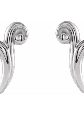 14K White Gold Freeform J-Hoop Earrings