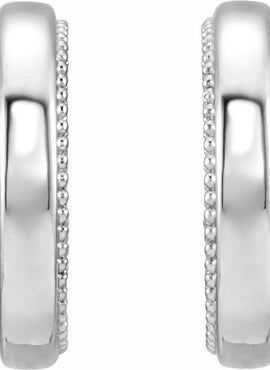 14K White Gold Floral & Milgrain 12.6 mm Hoop Earrings