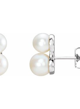 14K White Gold Cultured White Freshwater Pearl Ear Climbers
